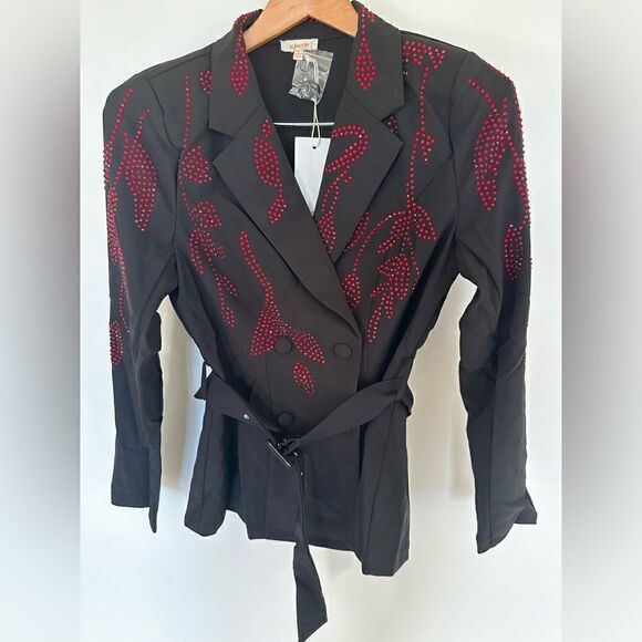 Red rhinestone pants suits - Picture 6 of 11